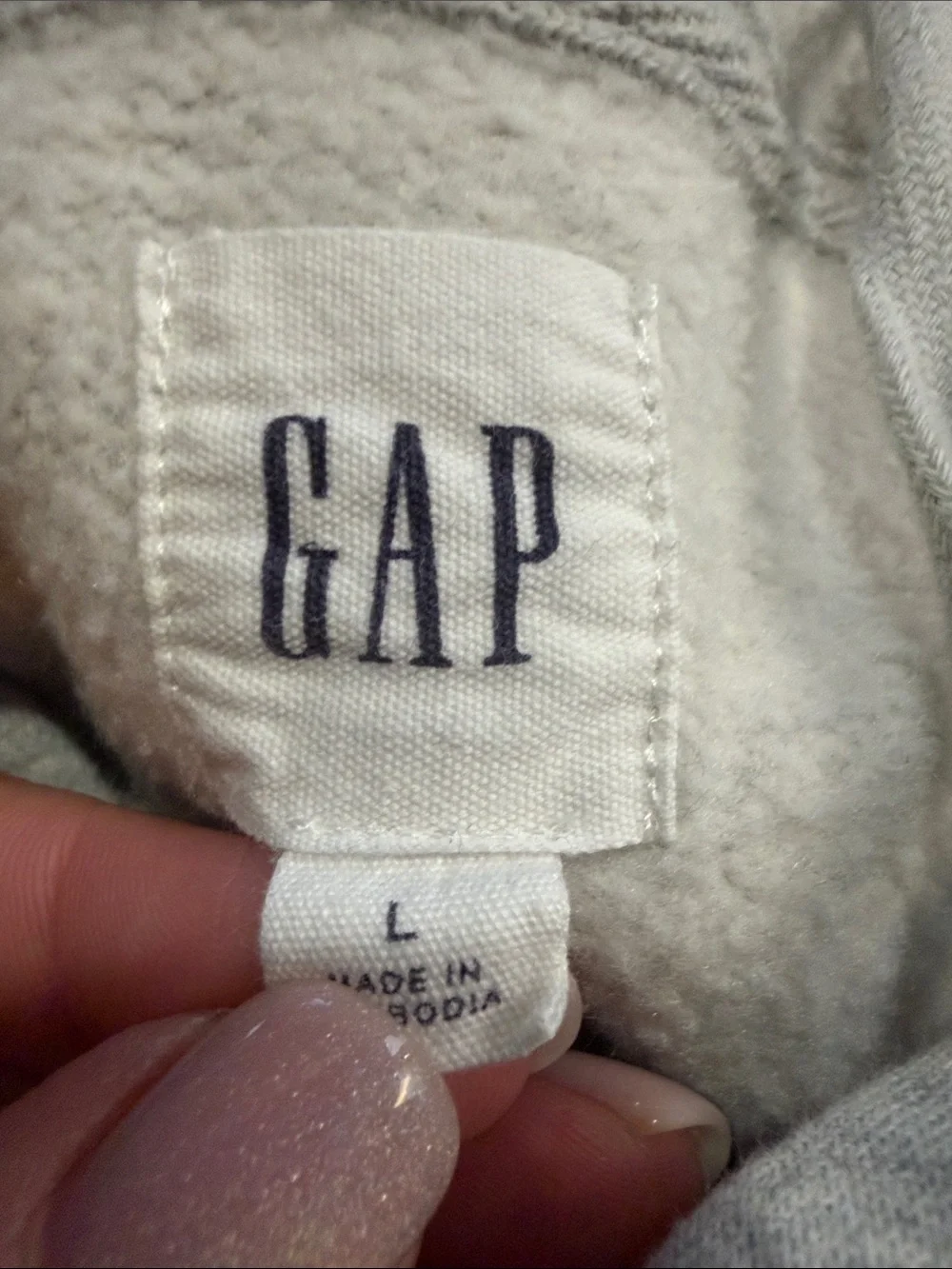 GAP Light Gray Hoodie with Black Logo Zip Jacket